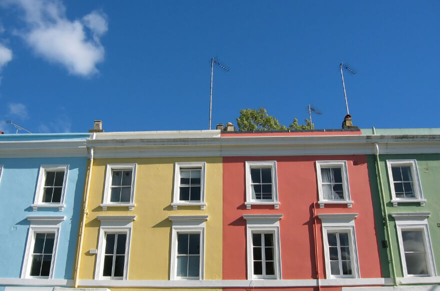 row of colourful houses