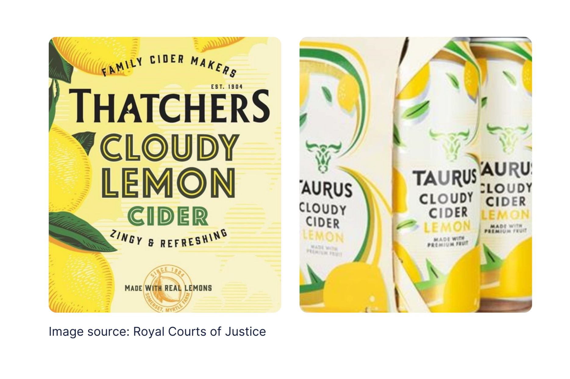 Cloudy Lemon Cider, Thatchers Cloudy Lemon and Taurus Cloudy Cider Lemon