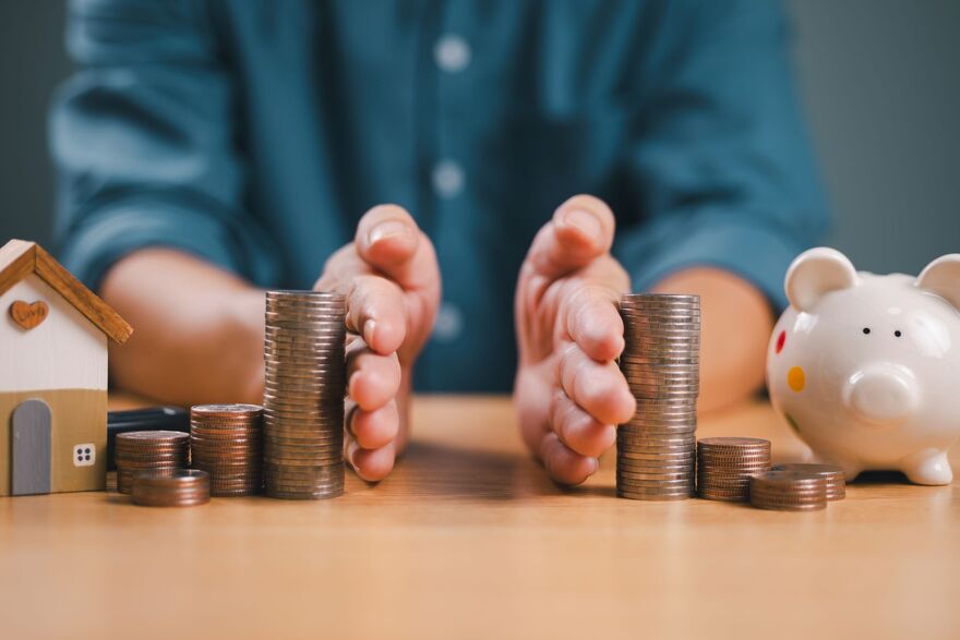 Money, Piggy Bank and House