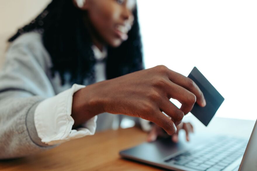 A woman engaged in online shopping