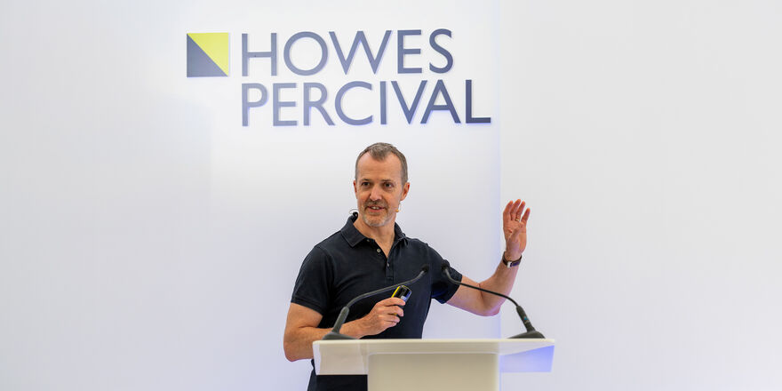 Geraint Davies of Howes Percival speaking at a lecturn
