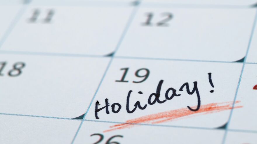 Holiday marked on a calendar 